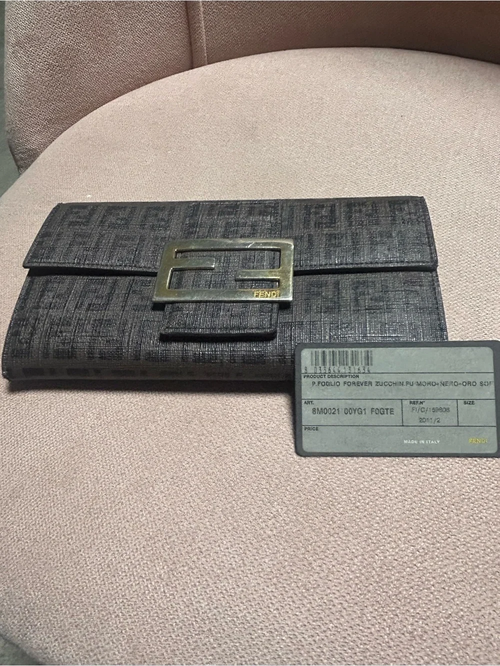 Fendi Black FF Jacquard Wallet with Gold F Logo Clasp